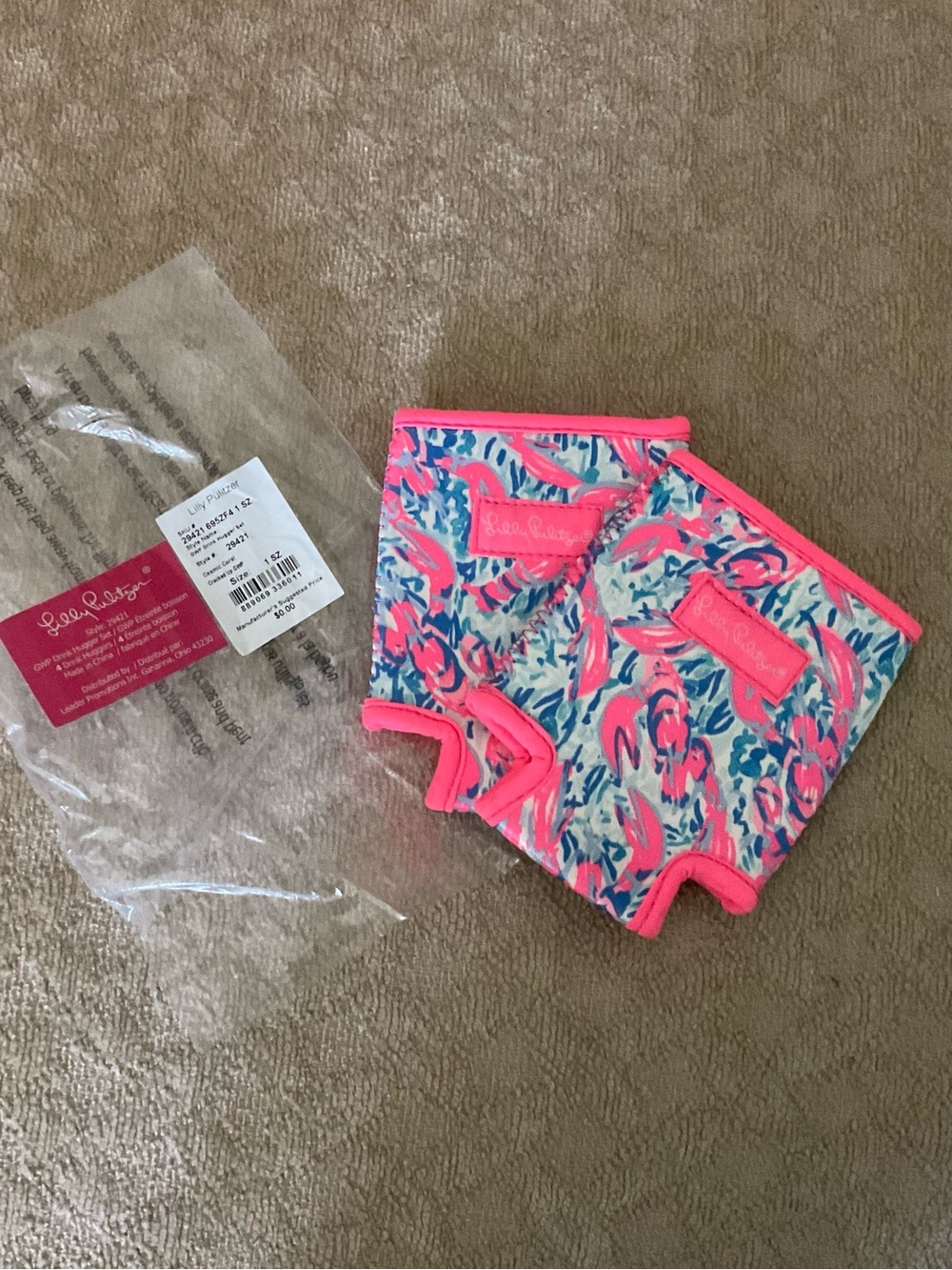 Lilly Pulitzer Pink & Blue Lobster Print Koozies